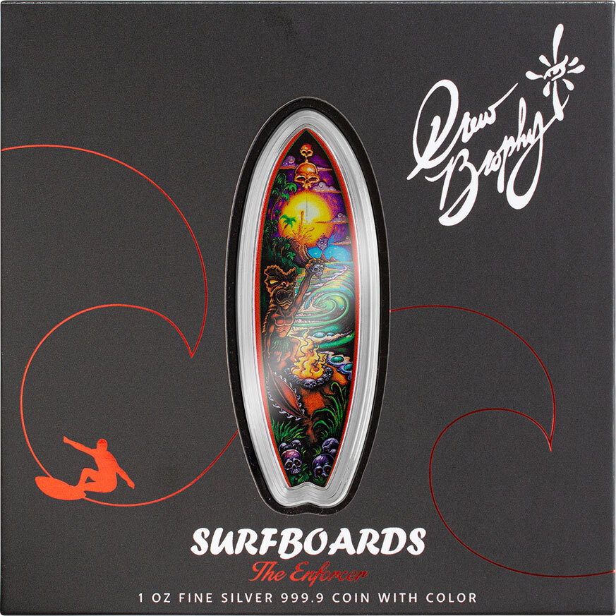 Dollars ENFORCER Drew Brophy Surfboards Oz Silver Coin 2$ Niue