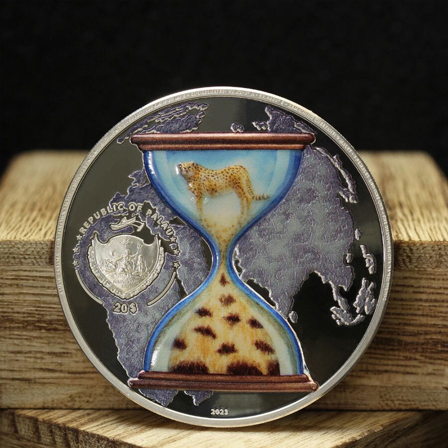 20 Dollars ASIATIC CHEETAH Endangered Animals 3 Oz Silver Coin 20$ Palau  2023 Proof | MA-Shops