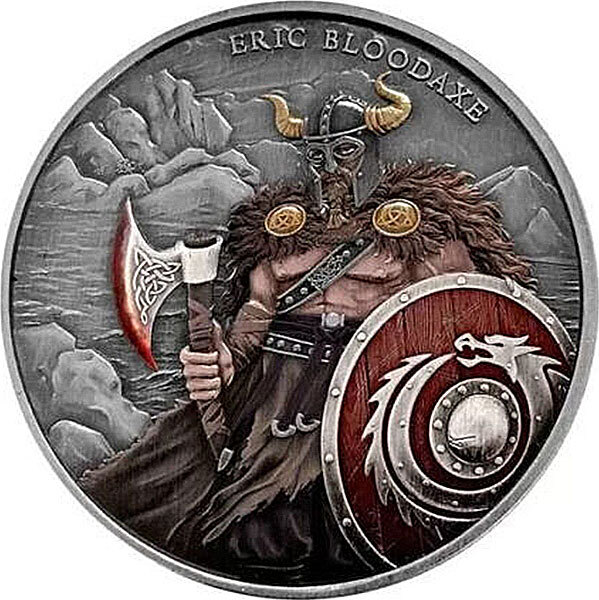 ERIC BLOODAXE Legendary Warriors 1 Oz Silver Medal 2023 Antique