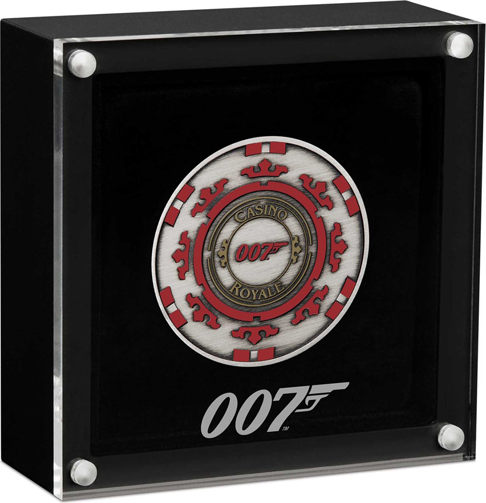 1 Dollar CASINO CHIP James Bond Casino Royale Coloration 1 Oz Silver Coin  1$ Tuvalu 2023 Antique Finish | MA-Shops