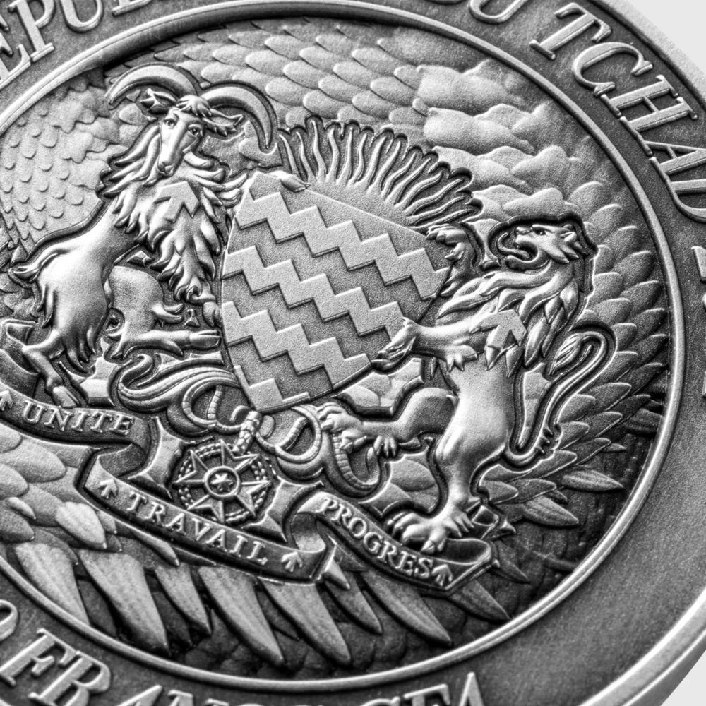 DECREE OF THE WOODEN DRAGON 2 Oz Silver Coin 10000 Francs Chad 2024 Antique  Finish | MA-Shops