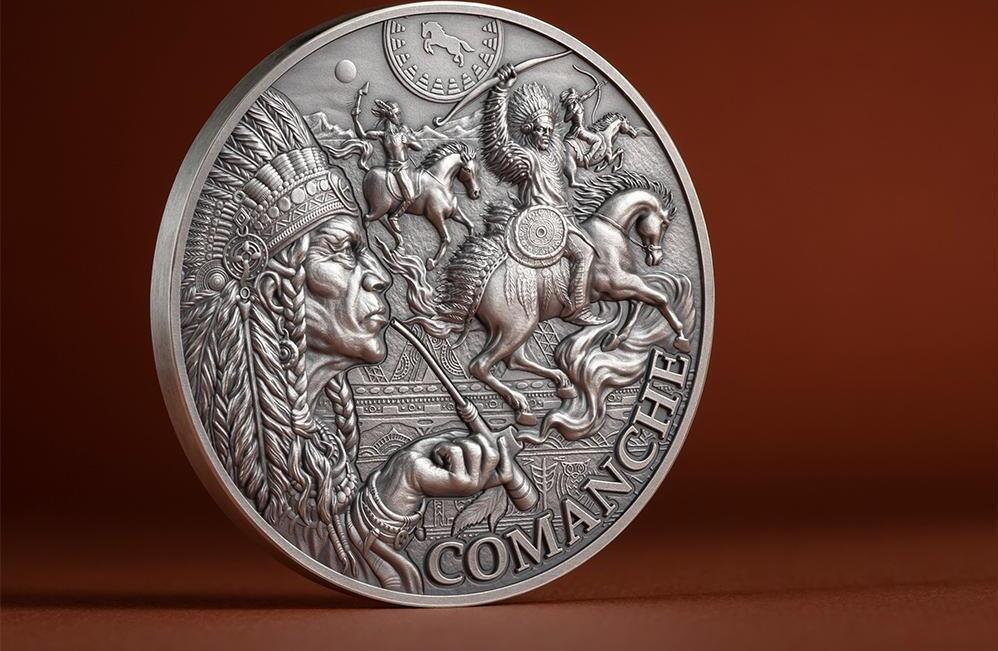 COMANCHE Tribal Spirit 2 Oz Silver Coin 2000 Francs Cameroon 2024