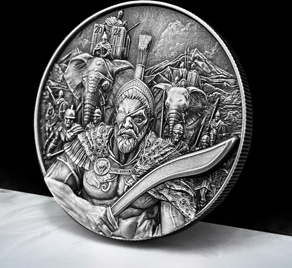 HANNIBAL Masters of War 2 Oz Silver Coin 10000 Francs Chad 2024 Antique  Finish | MA-Shops