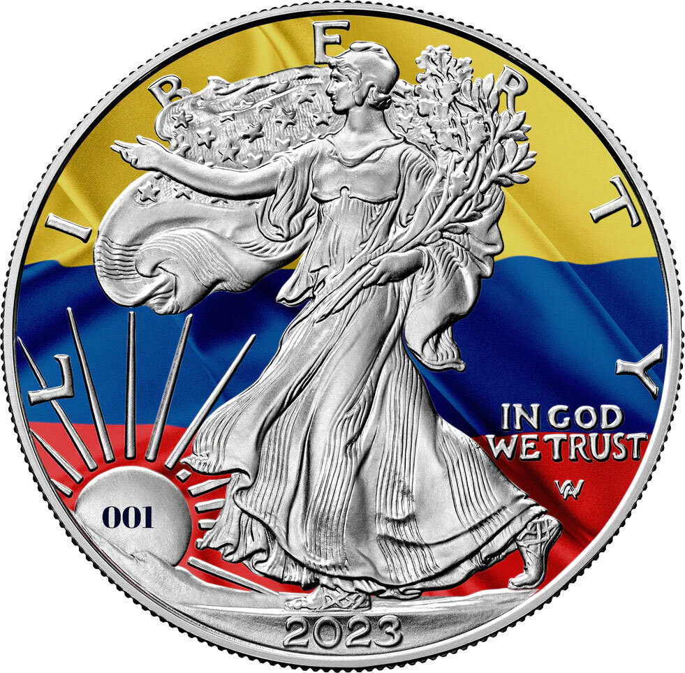 United States 1 Dollar WALKING LIBERTY COLOMBIA 1 Oz Silver Coin 1 USA