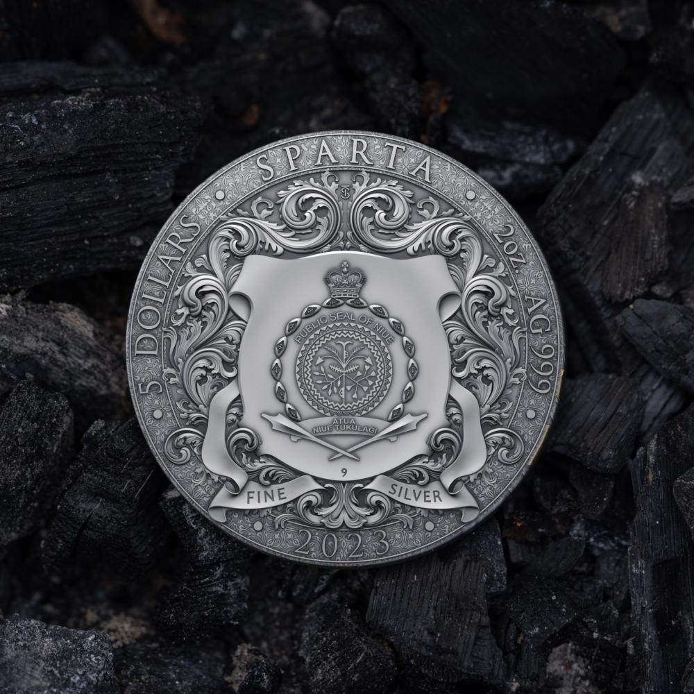 5 Dollars SPARTA 2 Oz Silver Coin 5$ Niue 2023 Antique Finish | MA-Shops