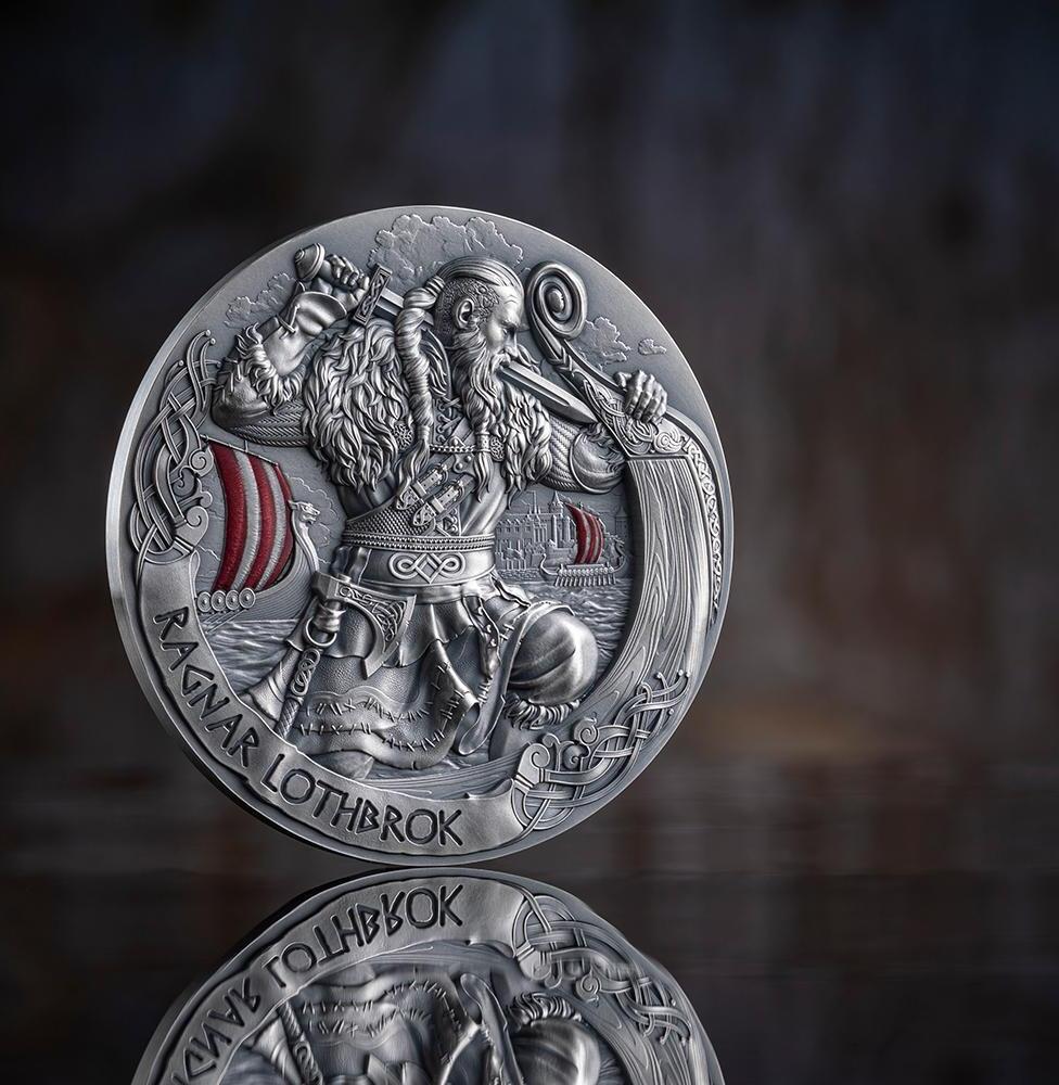 RAGNAR LOTHBROK Way to Valhalla 2 Oz Silver Coin 2000 Francs