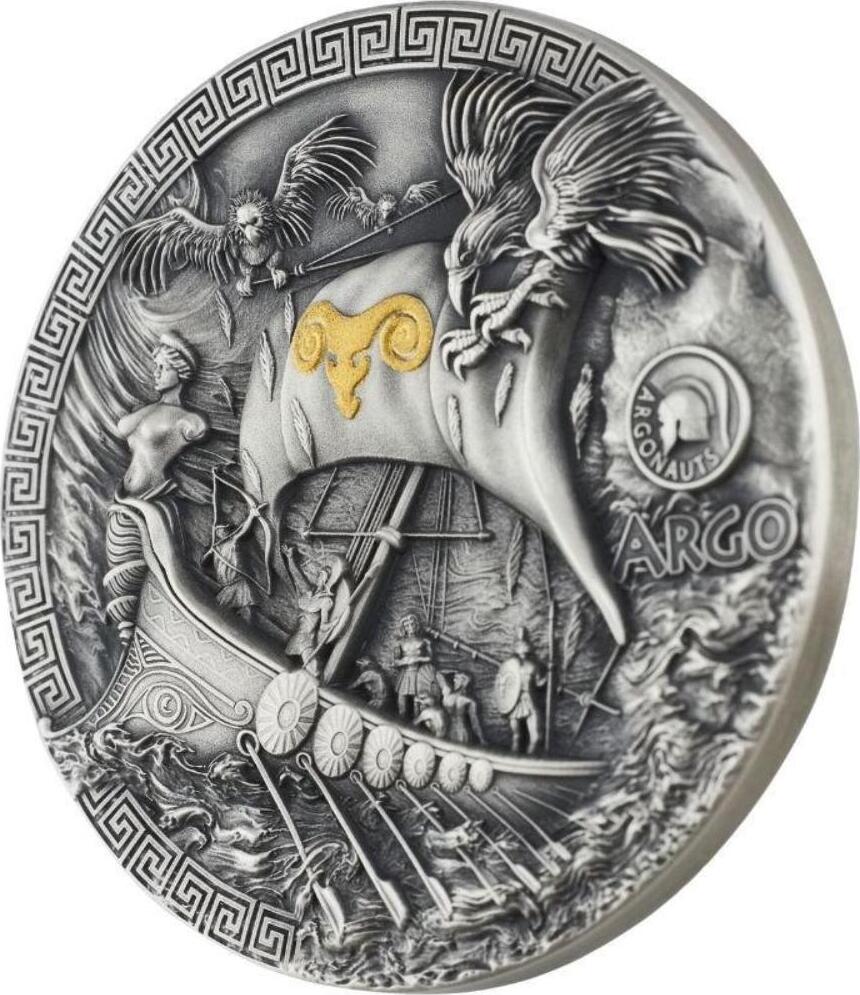 5 Dollars ARGO SHIP Argonauts 2 Oz Silver Coin 5$ Niue 2023 Antique Finish  | MA-Shops