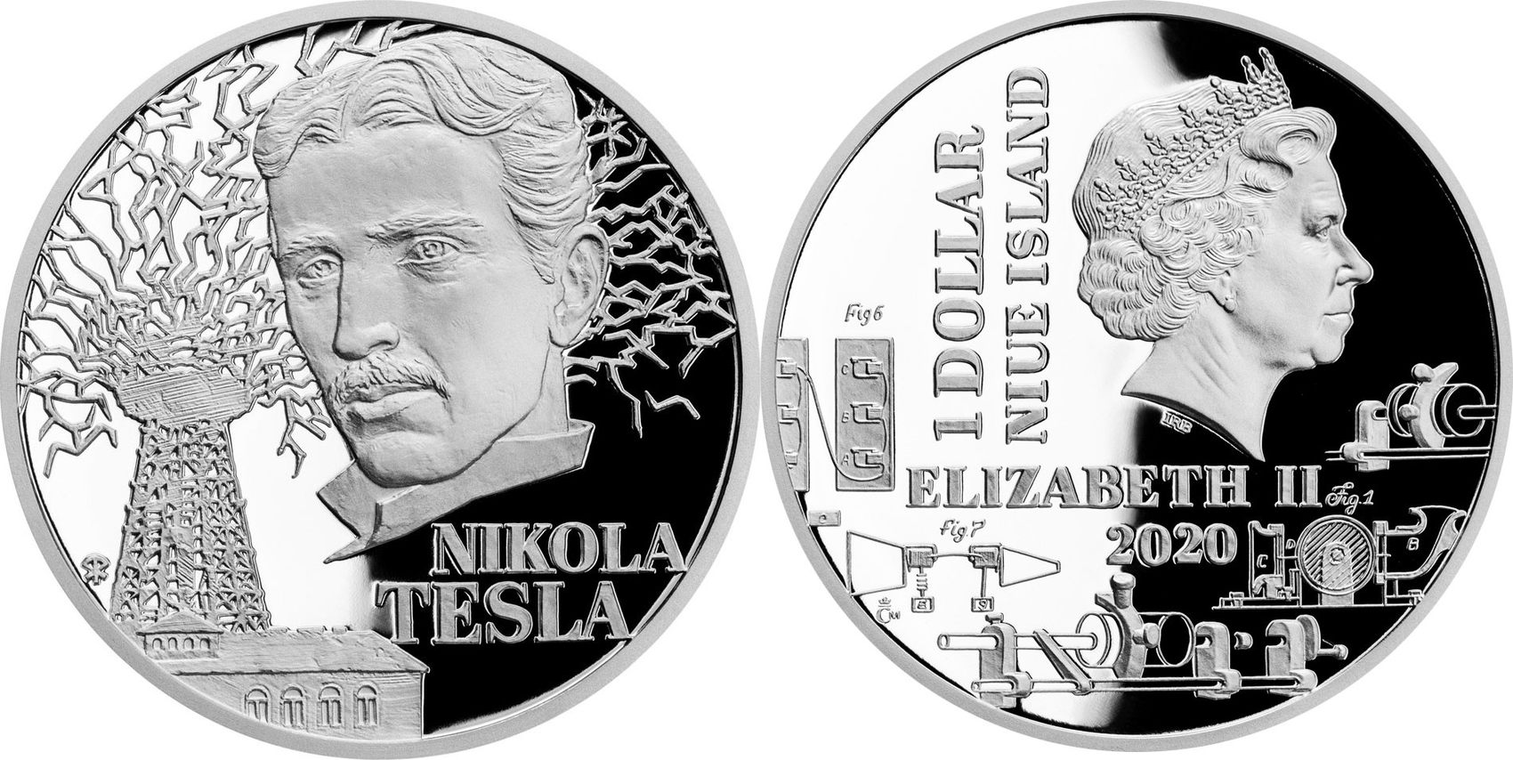 1 Dollar NIKOLA TESLA 19th Century Geniuses 1 Oz Silver Coin 1$ Niue