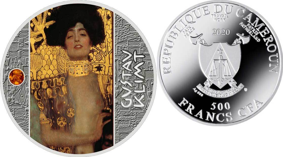 Judith I Amber Gustav Klimt Golden Five Silver Coin 500 Francs Cameroon 2020 Proof Ma Shops