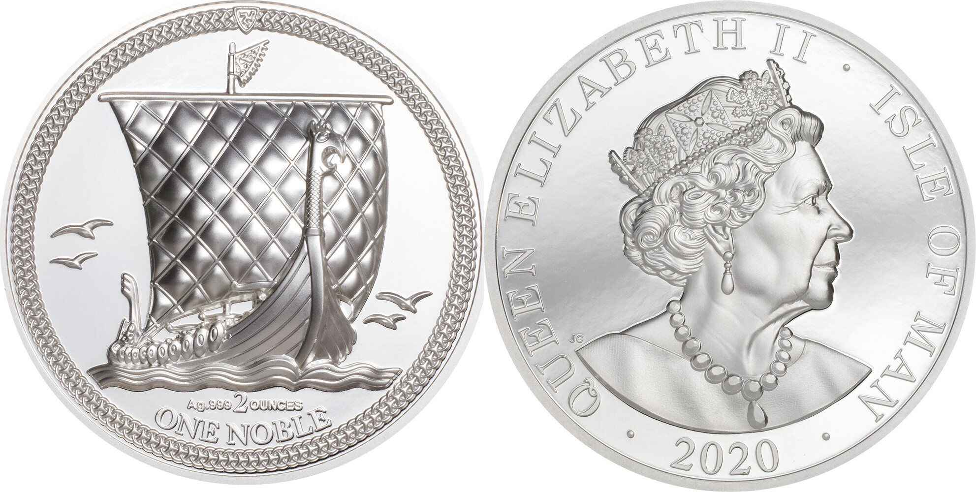 ONE NOBLE Piedfort 2 Oz Silver Coin Isle of Man 2020 Proof | MA-Shops
