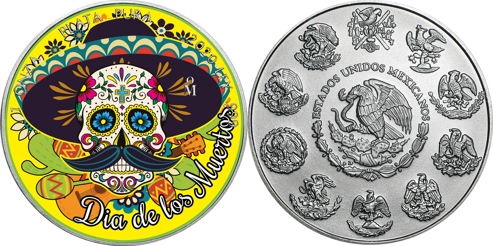 DIA DE LOS MUERTOS Day Dead Libertad 1 Oz Silver Coin Mexico 2020  BU-Brilliant Uncirculated | MA-Shops