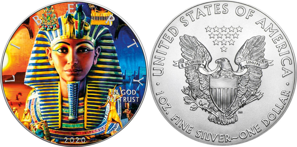 United States 1 Dollar Tutankhamun Walking Liberty 1 Oz Silver Coin 1