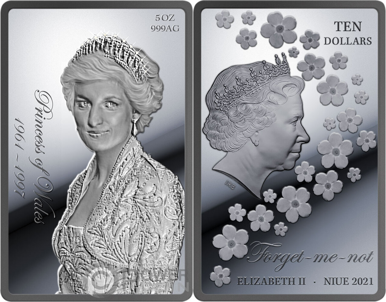10 Dollars LADY DIANA 60th Birthday Diamond Edition 5 Oz Silver