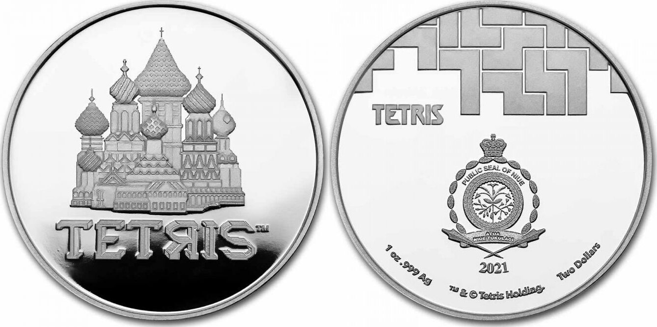 2 Dollars TETRIS St Basil Cathedral Proof 1 Oz Silver Coin 2$ Niue