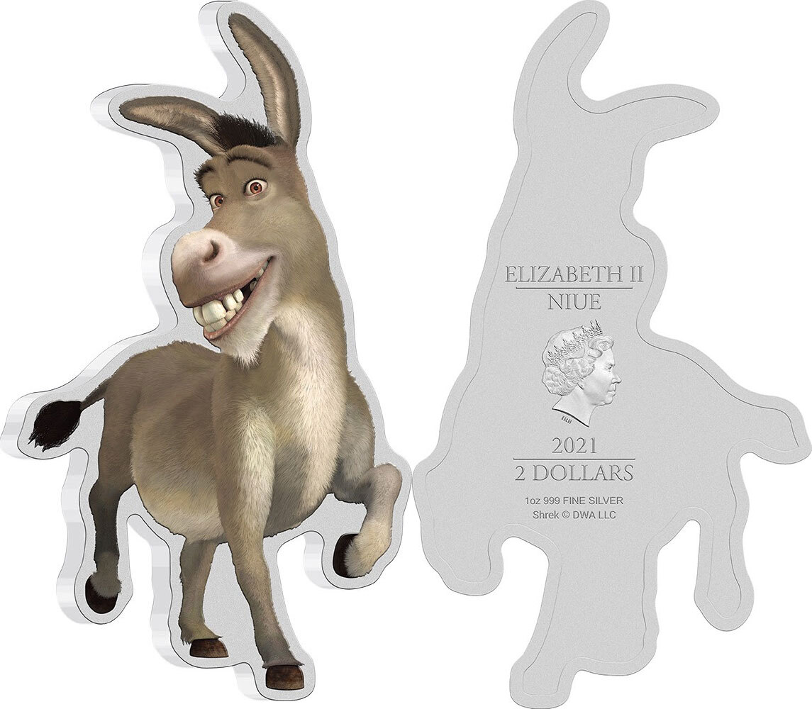 2 Dollars DONKEY Shape 20 Anniversary 1 Oz Silver Coin 2$ Niue 2021 Proof |  MA-Shops
