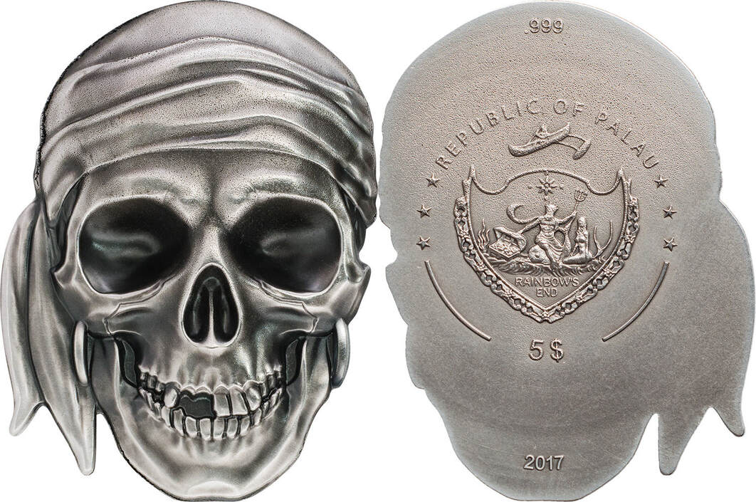5 dollars pirate skull shape 1 oz silver coin 5 palau 2017 antique finish ma shops 5 dollars pirate skull shape 1 oz silver coin 5 palau 2017 antique finish