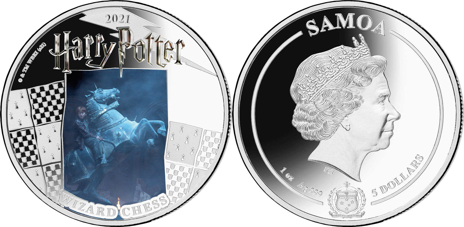 5 Dollars WIZARD CHESS Harry Potter 1 Oz Silver Coin 5$ Samoa 2021
