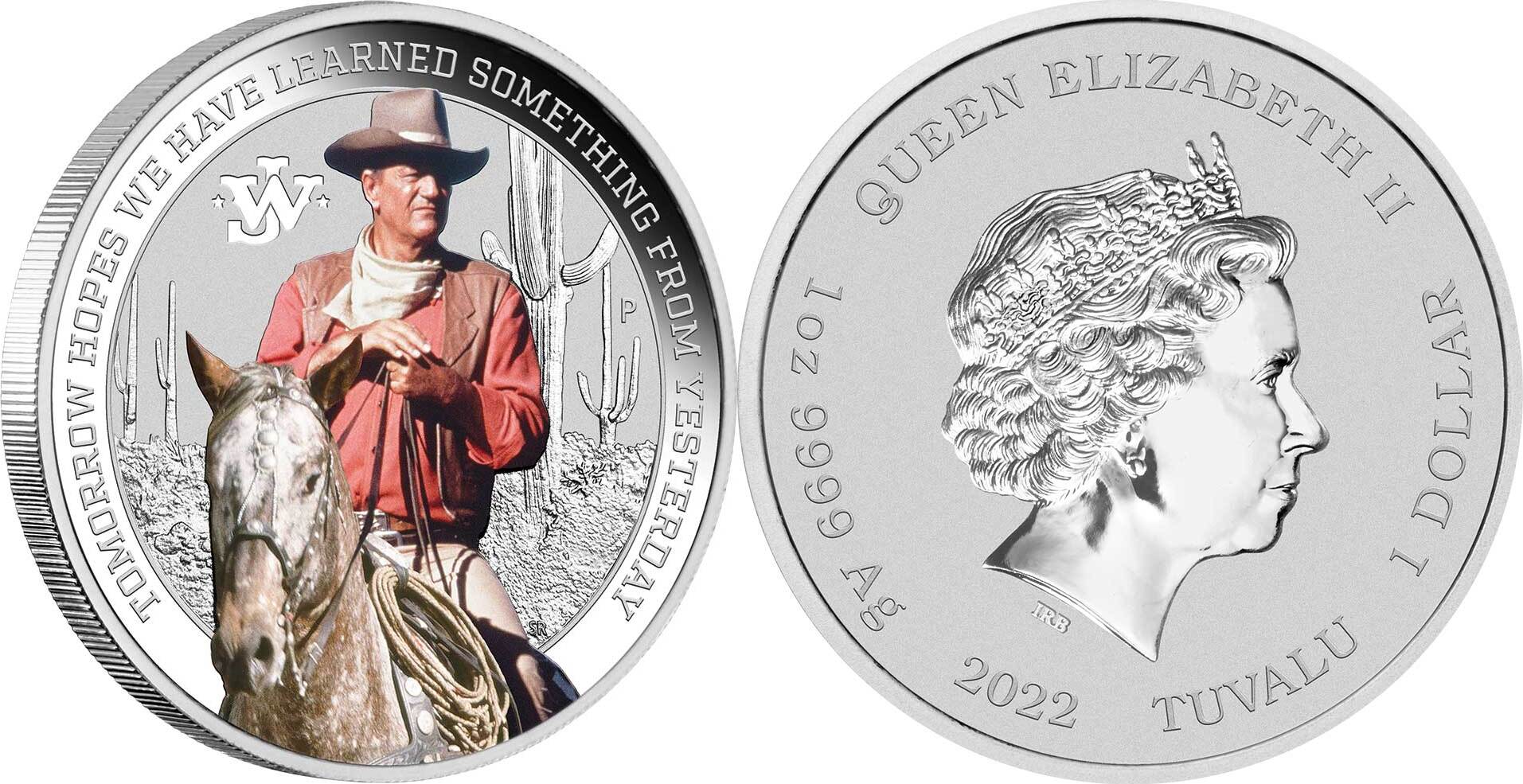 1 Dollar JOHN WAYNE 1 Oz Silver Coin 1$ Tuvalu 2022 Proof