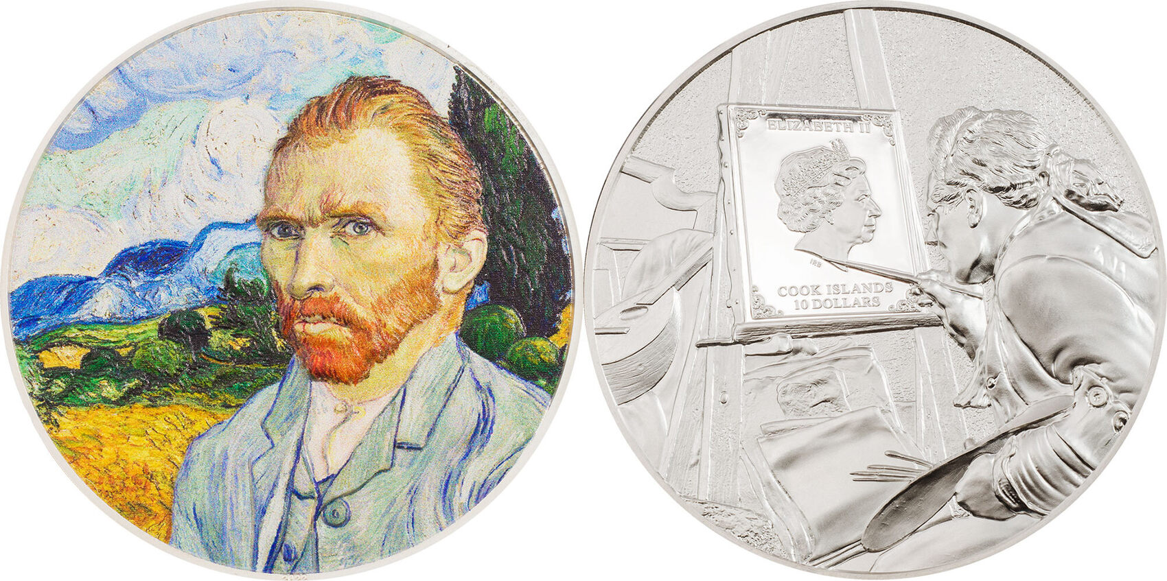 10 Dollars VINCENT VAN GOGH Masters of Art 2 Oz Silver Coin 10