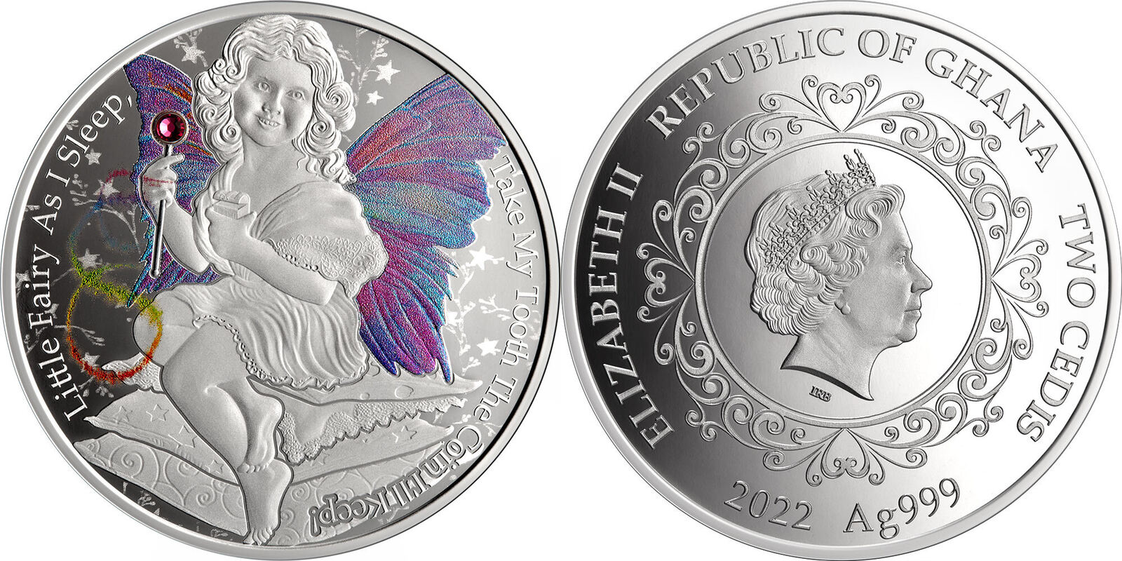 TOOTH FAIRY 1 2 Oz Silver Coin 2 Cedis Ghana 2022 Proof