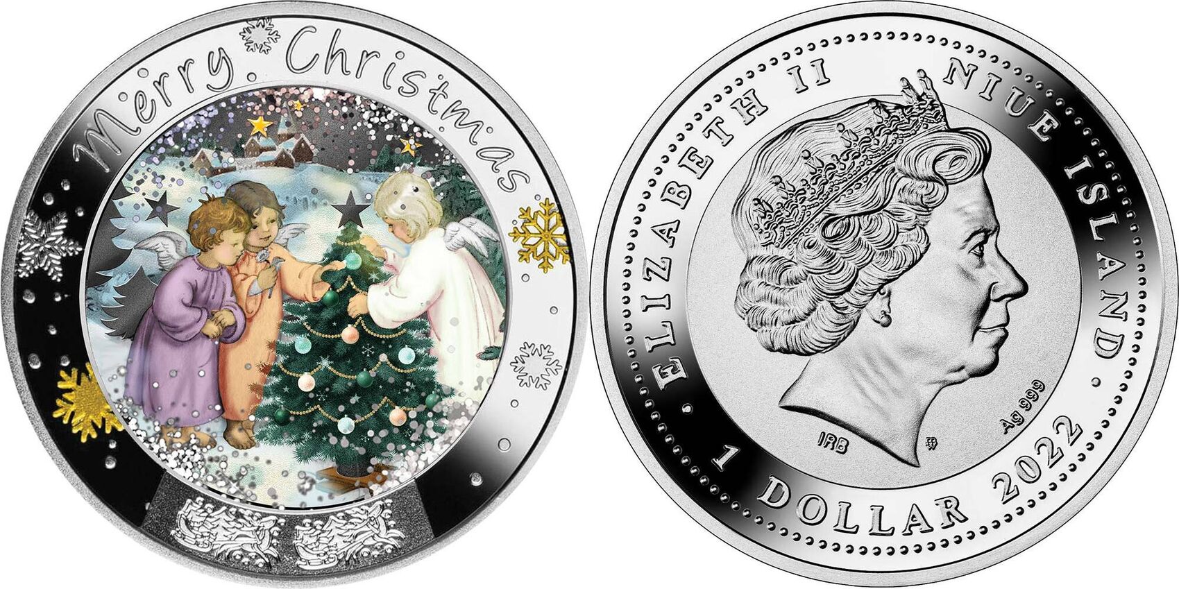 1 Dollar MERRY CHRISTMAS Silver Coin 1 Niue 2022 Proof