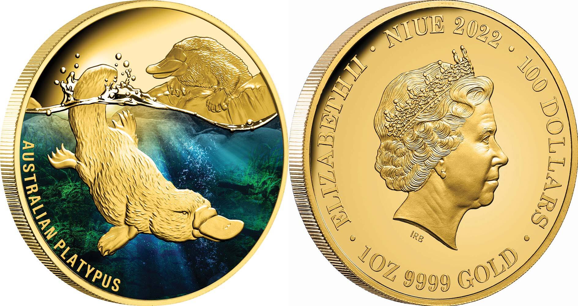 100 Dollars AUSTRALIAN PLATYPUS 1 Oz Gold Coin 100 Niue 2022 Proof 