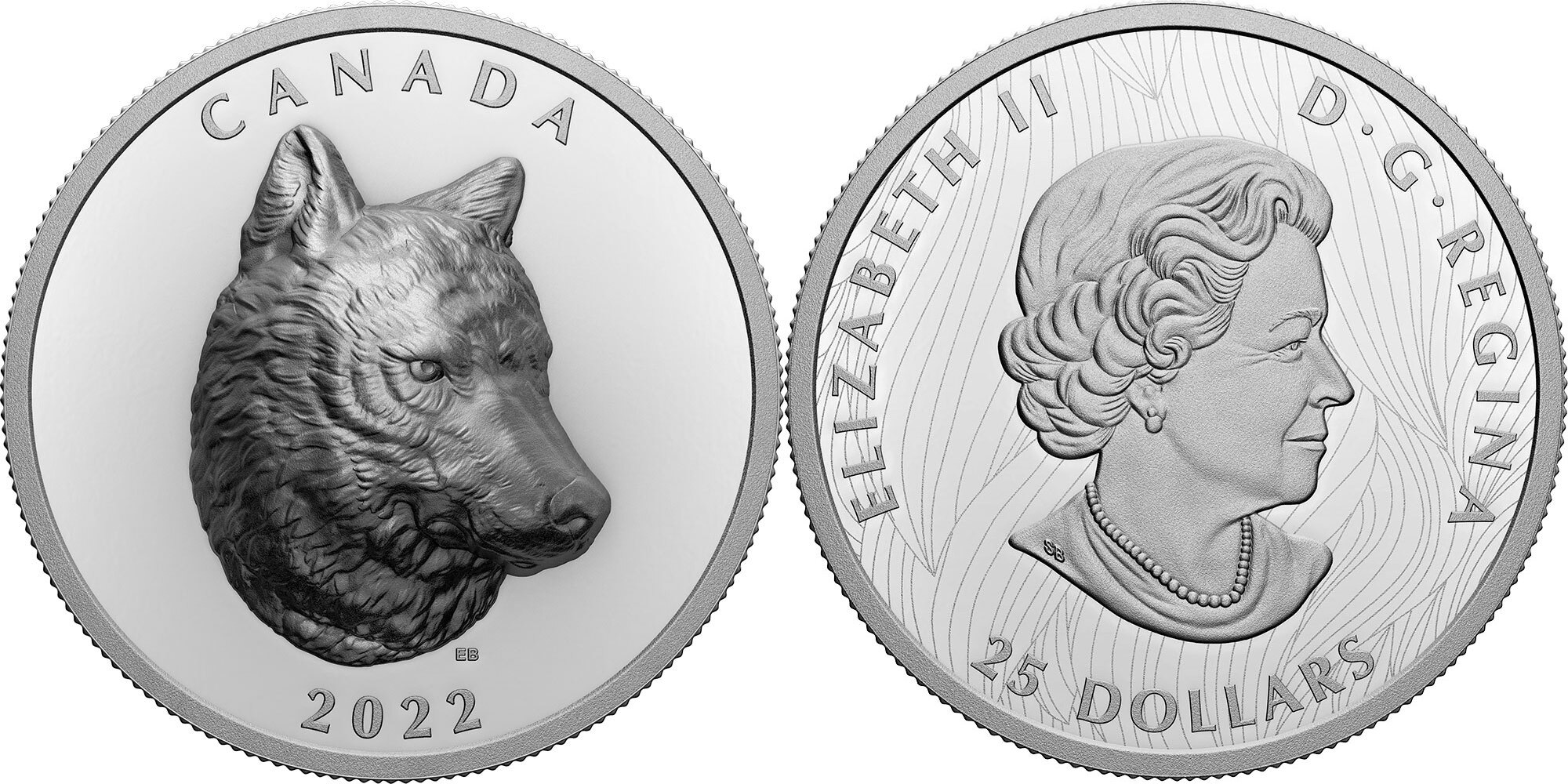 25 Dollars TIMBER WOLF Silver Coin 25 Canada 2022 Proof 