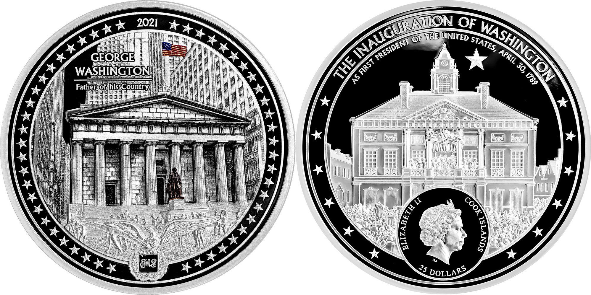 25 Dollars GEORGE WASHINGTON An American Life 5 Oz Silver Coin 25 Cook 
