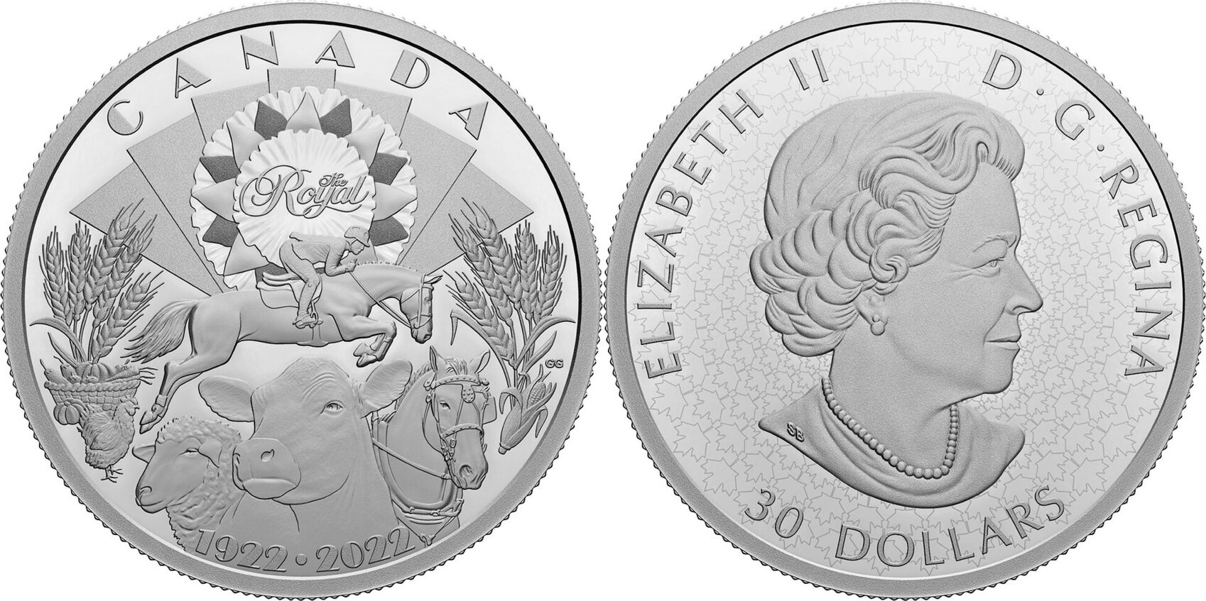 30 Dollars ROYAL AGRICULTURAL WINTER FAIR 100th Anniversary 2 Oz Silver 