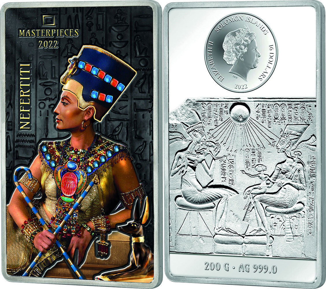 16 Dollars, 40 Dollars NEFERTITI Masterpieces Set 1 Gold 1 Silver Coin ...