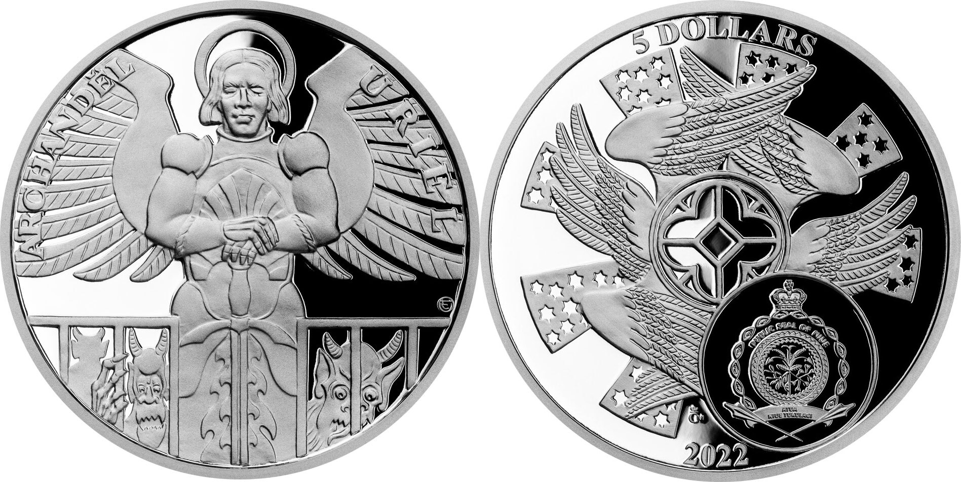 5 Dollars Archangel Uriel Archangels 2 Oz Silver Coin 5$ Niue 2022 