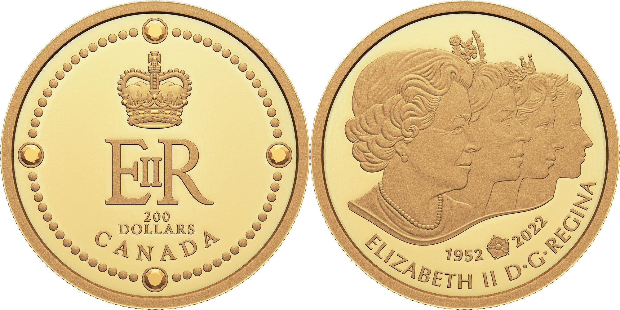 200 Dollars QUEEN ELIZABETH II ROYAL CYPHER 1 Oz Gold Coin 200