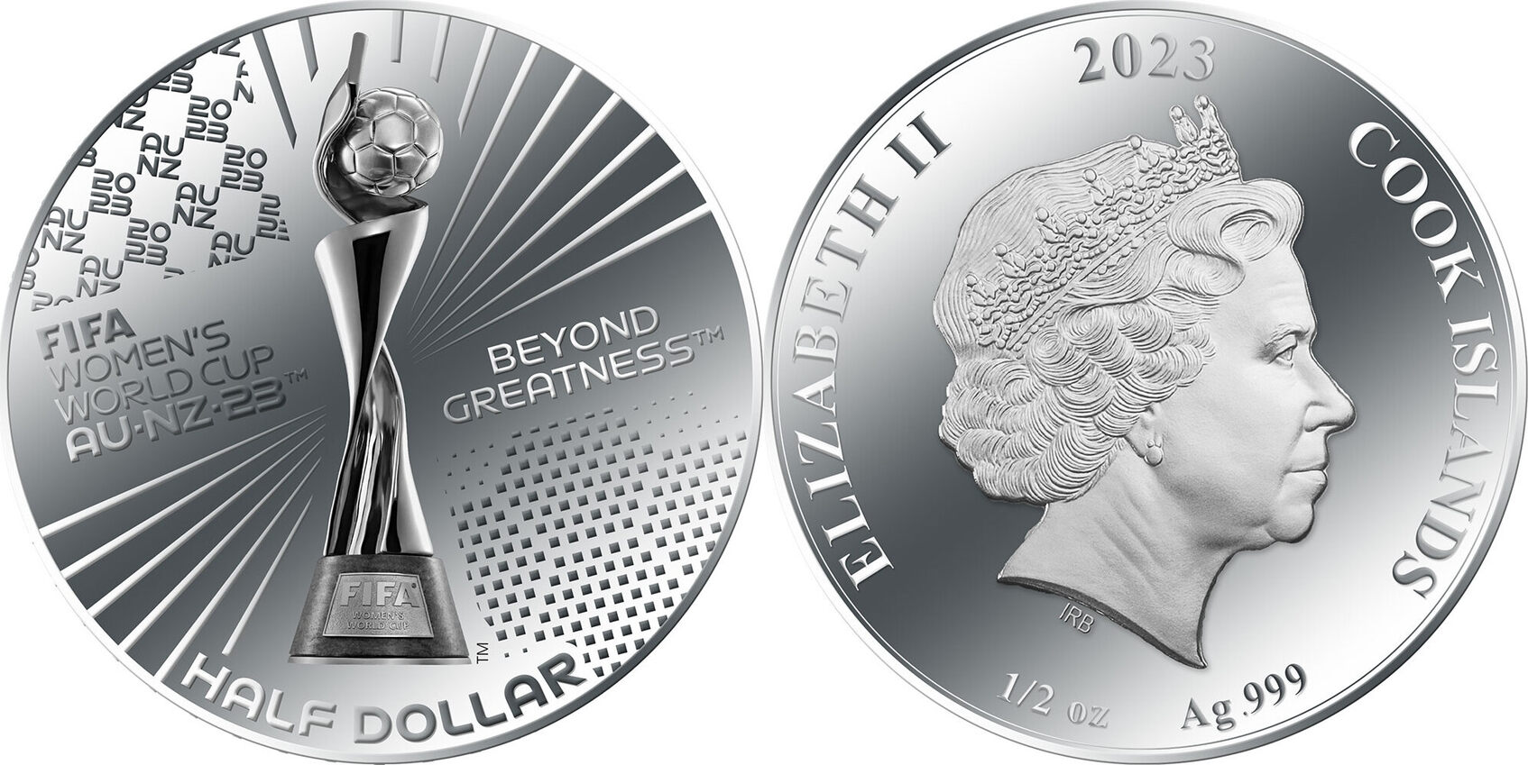 Half Dollar FIFA WOMEN WORLD CUP Silver Coin 1/2 Dollar Cook Islands
