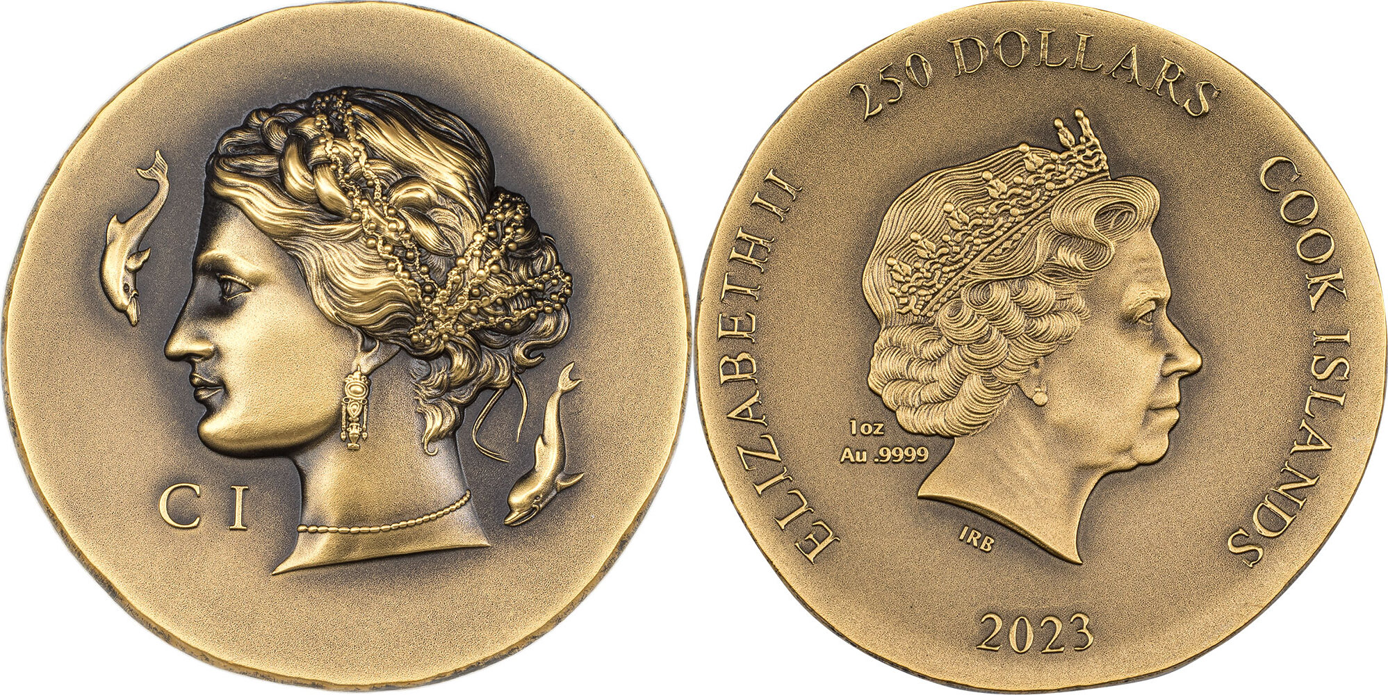 250 Dollars ARETHUSA 1 Oz Gold Coin 250 Cook Islands 2023 Antique 250-dollars-arethusa-1-oz-gold-coin-250-cook-islands-2023-antique