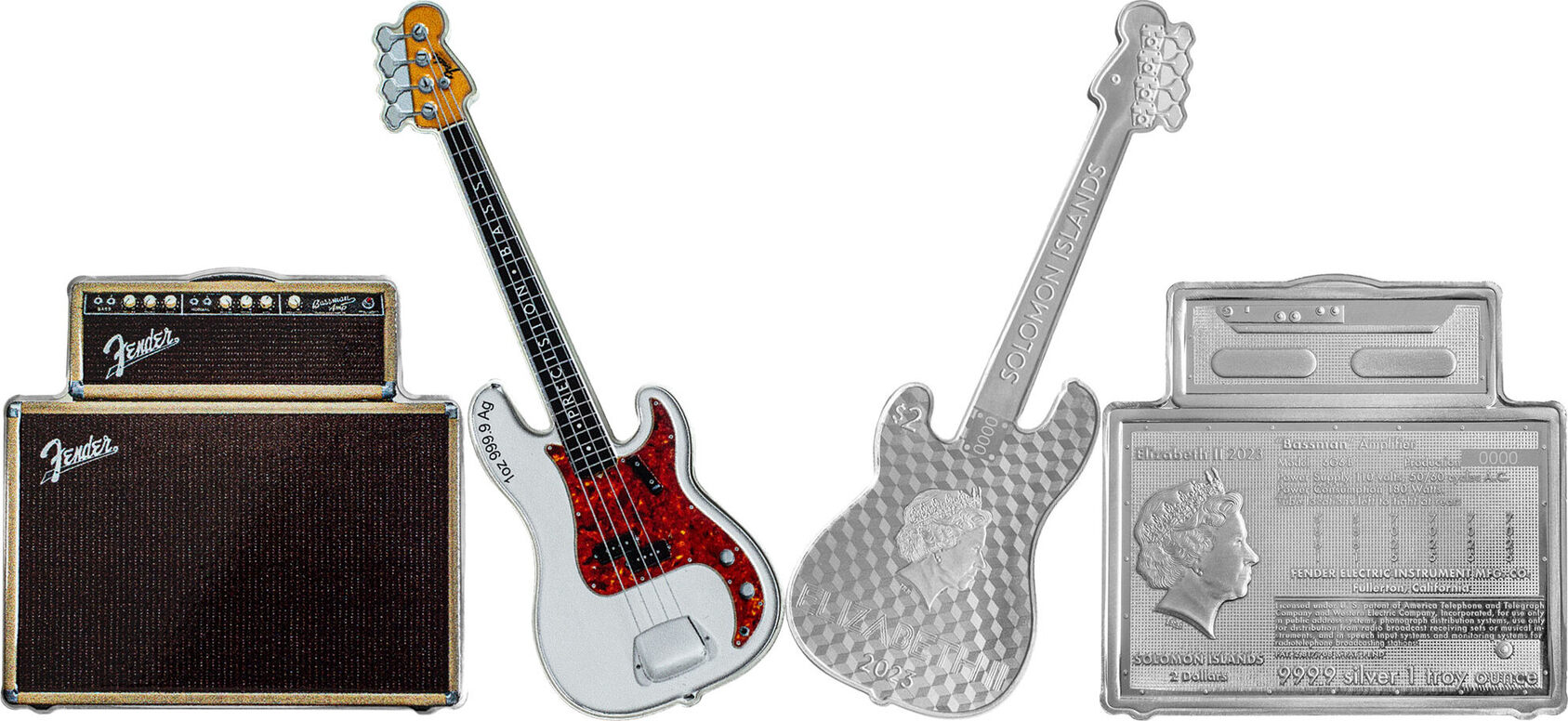 Fender Dynamic Duo Precision Bass & Bassman Pure Silver 2 Coin Set