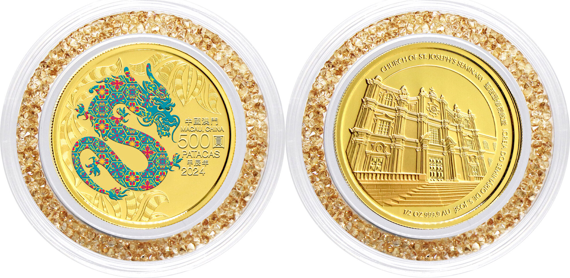 DRAGON Lunar Year Gold Coin 500 Patacas Macau 2024 Proof