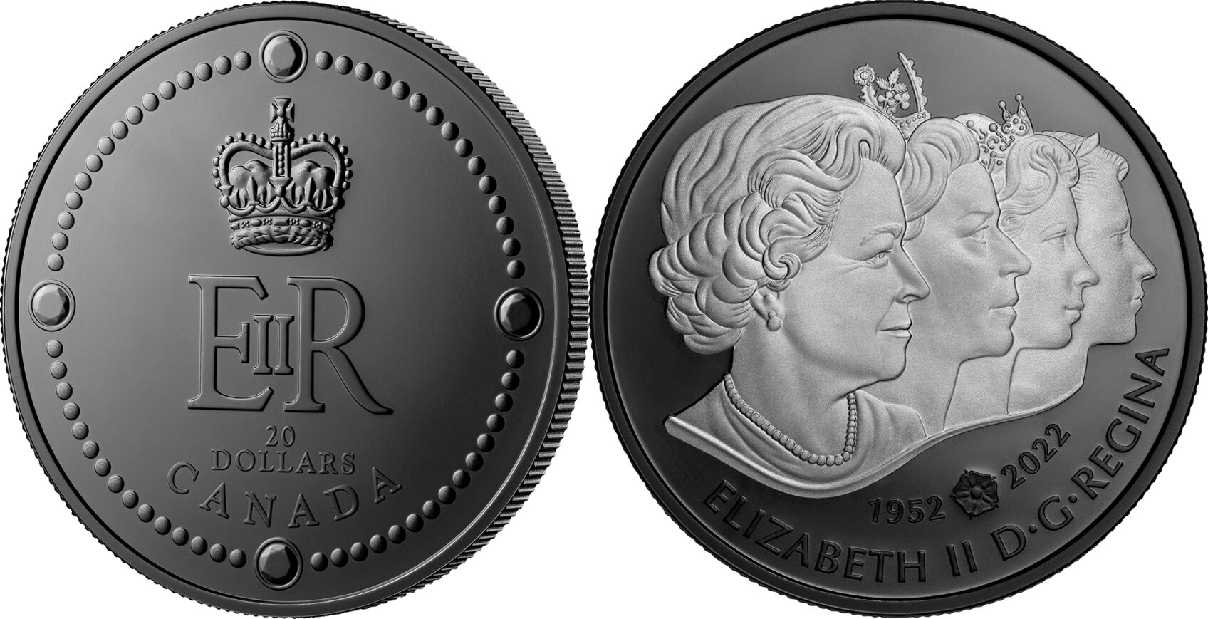 20 Dollars QUEEN ELIZABETH II ROYAL CYPHER Silver Coin 20$ Canada 2022 ...