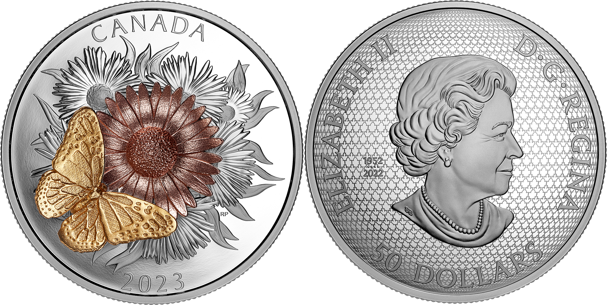 50 Dollars MONARCH AND THE BLOOM Silver Coin 50$ Canada 2023 Proof |  MA-Shops