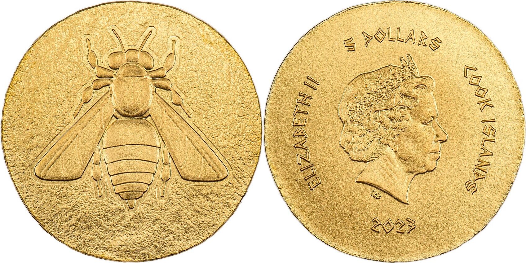 5 Dollars HONEY BEE Ephesos Ancient Greece Gold Coin 5$ Cook Islands 2023  Silk Finish | MA-Shops