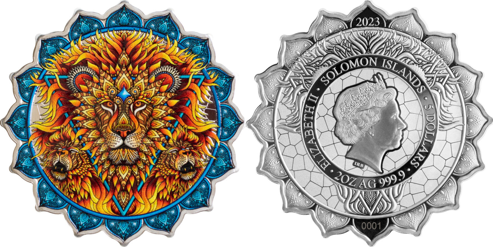 5 Dollars LION OF THE 5TH CHAKRA Phil Lewis 2 Oz Silver Coin 5$ Solomon  Islands 2023 Prooflike | MA-Shops