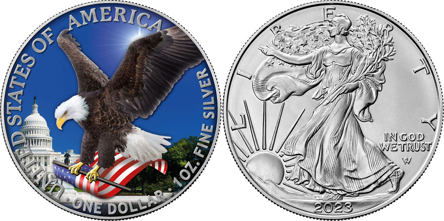 United States 1 Dollar AMERICAN EAGLE Capitol 1 Oz Silver Coin 1$ USA 2023  BU-Brilliant Uncirculated