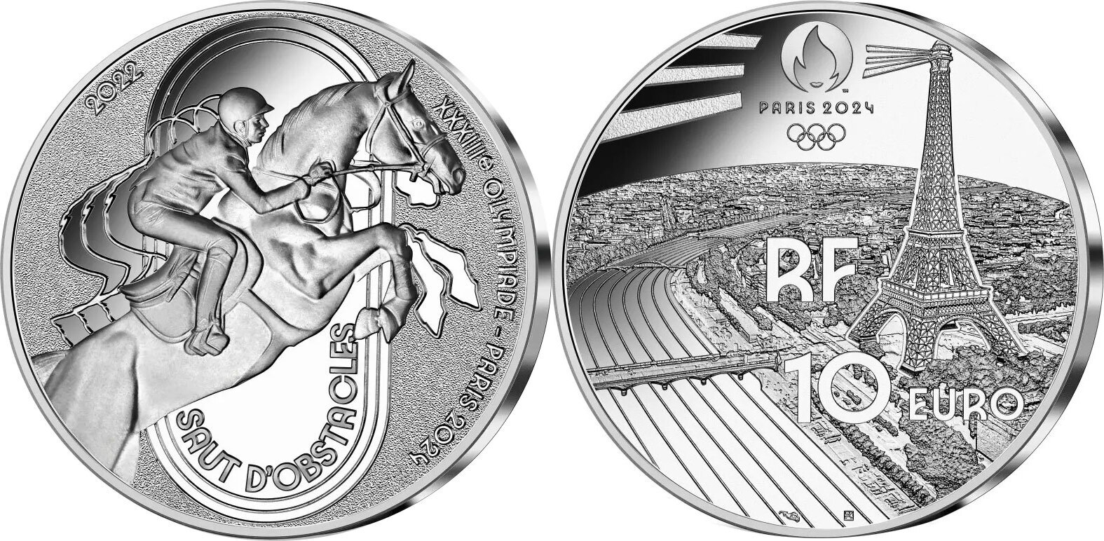 10 Euro SAUT OBSTACLES Olimpic Games Paris Silver Coin 10€ Euro France ...