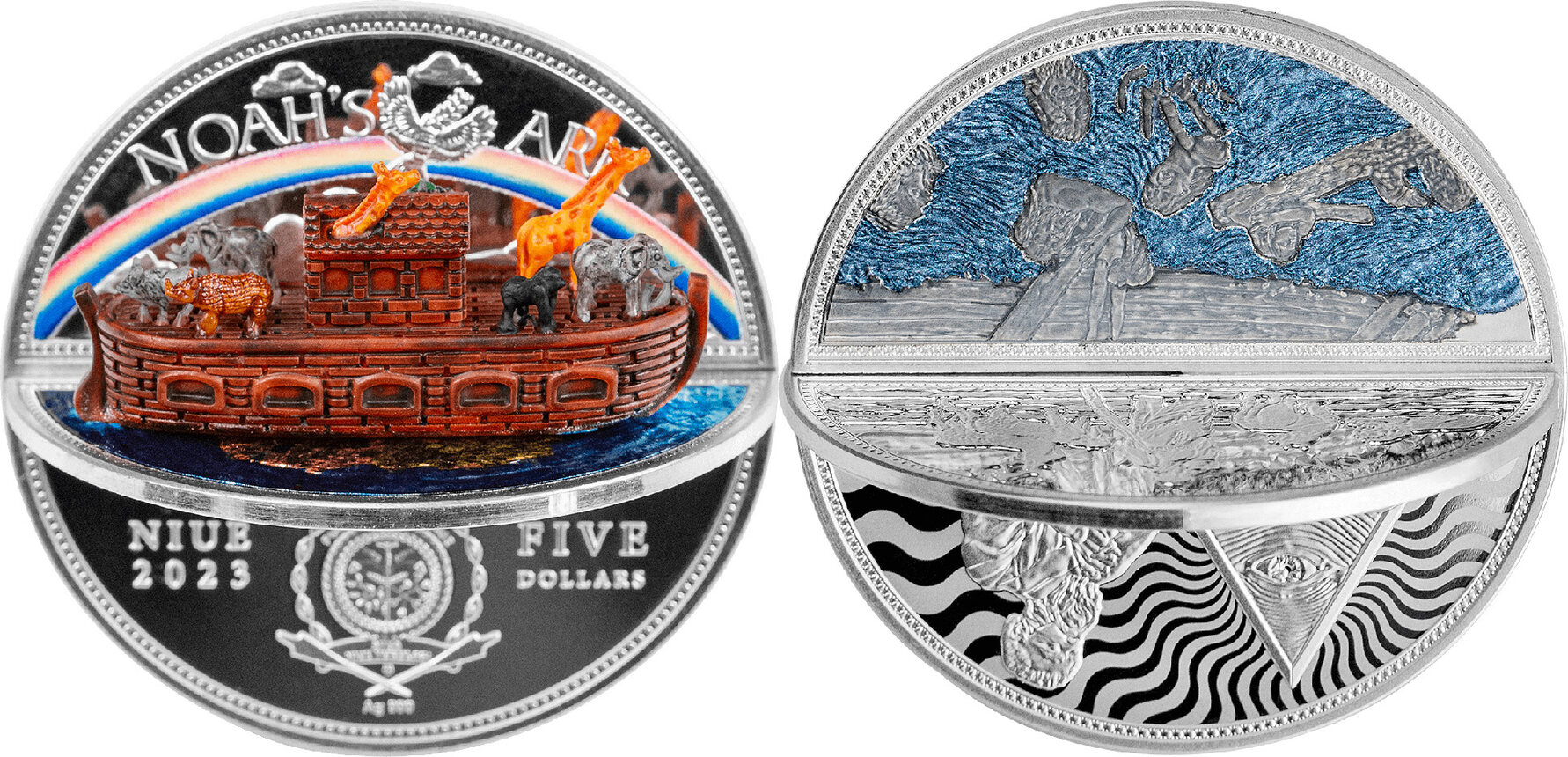 5 Dollars ARK OF NOAH 3D 2 Oz Silver Coin 5$ Niue 2023 Antique Finish |  MA-Shops