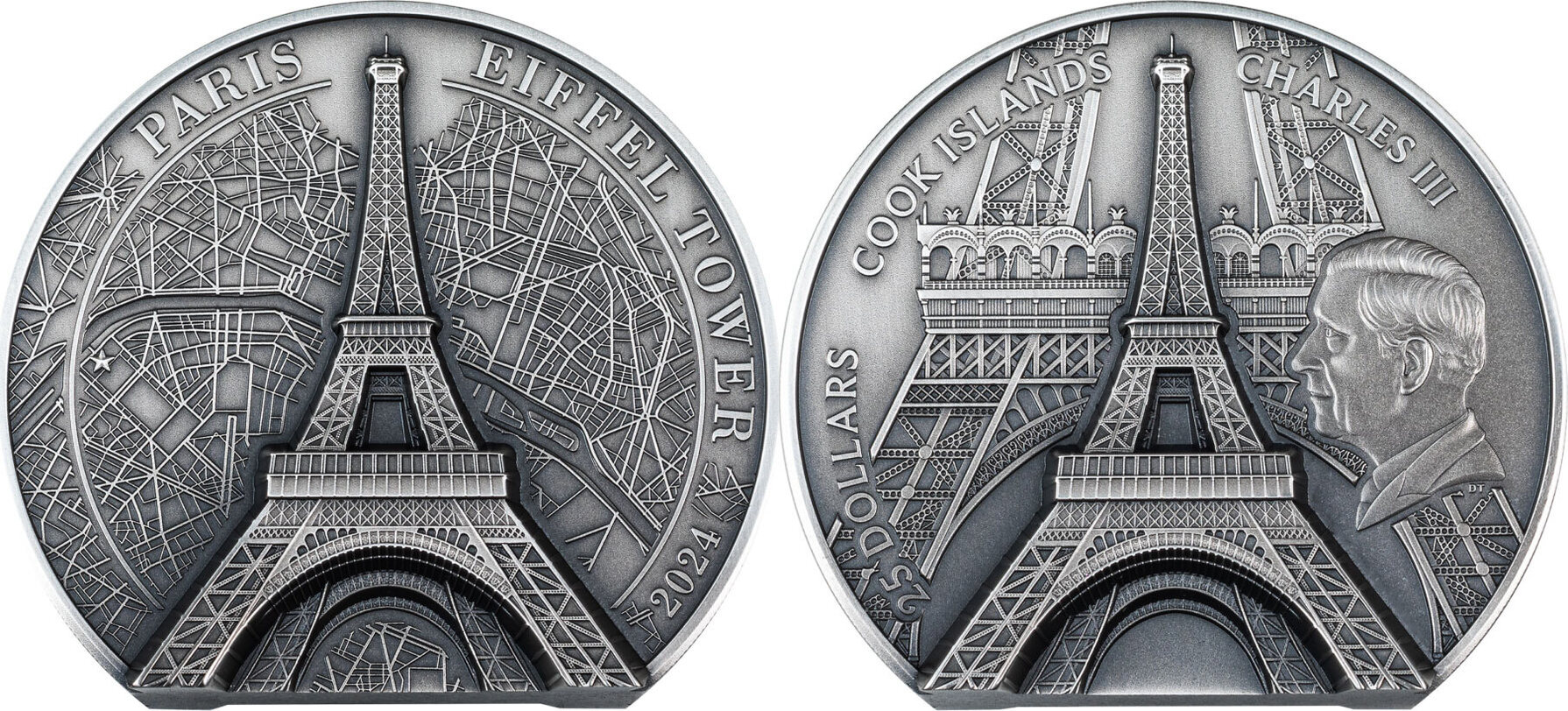 25 Dollars EIFFEL TOWER Historical Monuments 5 Oz Silver Coin 25 Cook   Combined5818 