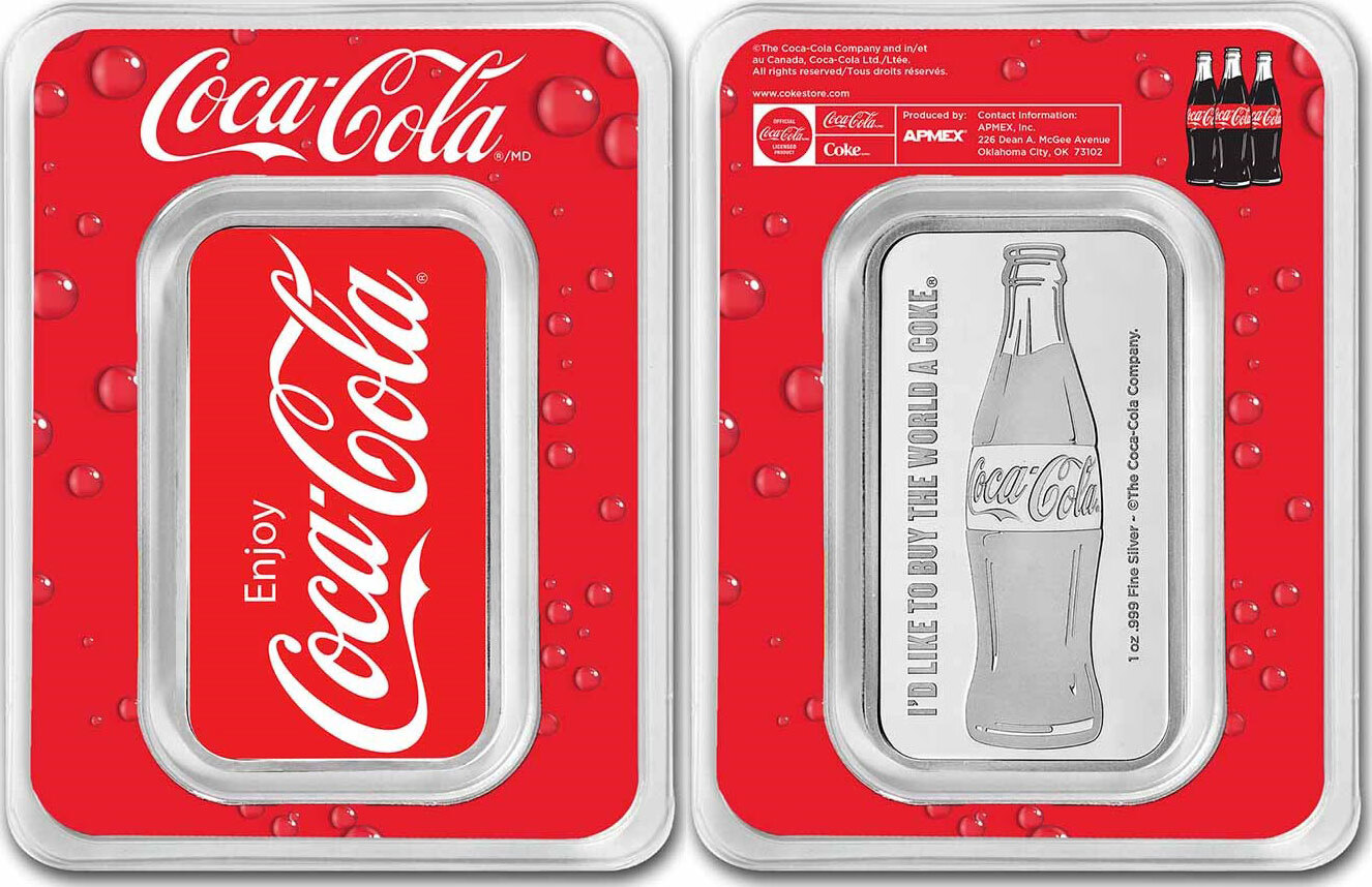 United States COCA COLA 1 Oz Bar Silver USA 2023 BU-Brilliant Uncirculated