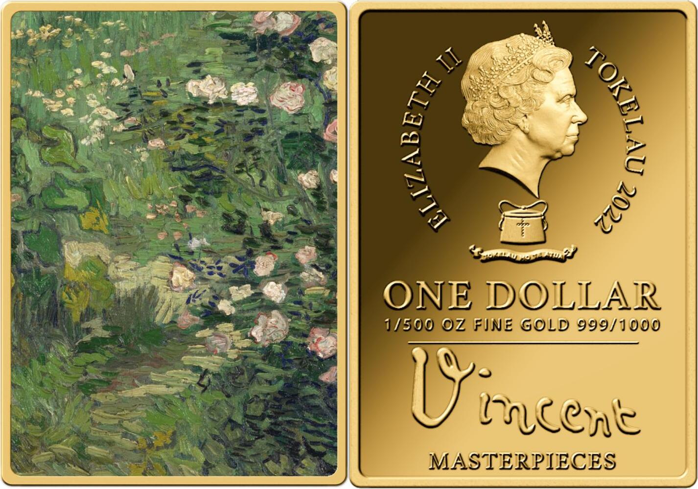 1 Dollar ROSEBUSH Vincent Masterpieces Van Gogh 1/500 Oz Gold Coin 1