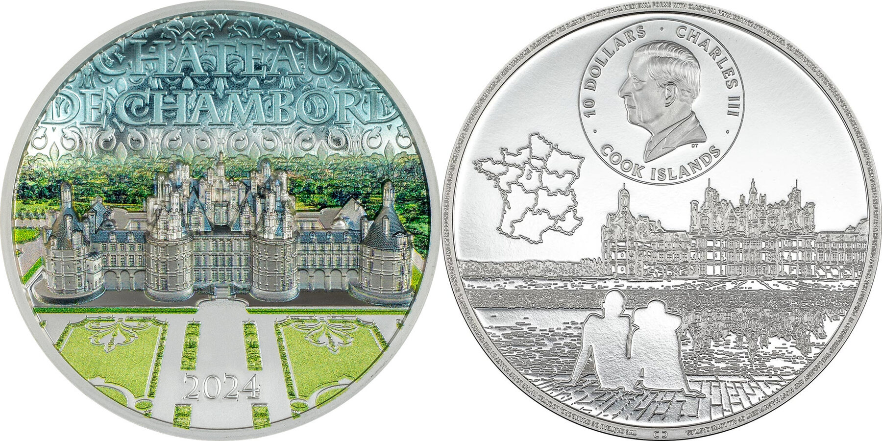 10 Dollars CHATEAU DE CHAMBORD 2 Oz Silver Coin 10 Cook Islands 2024   Combined6472 