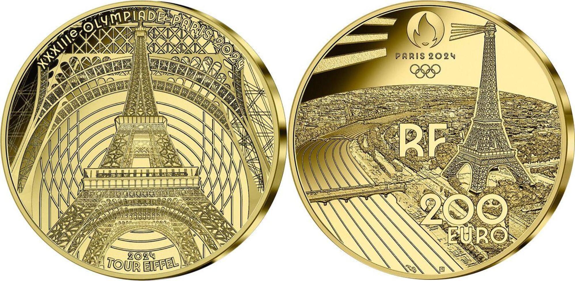 200 Euro TOUR EIFFEL Heritage 1 Oz Gold Coin 200€ Euro France 2024 ...