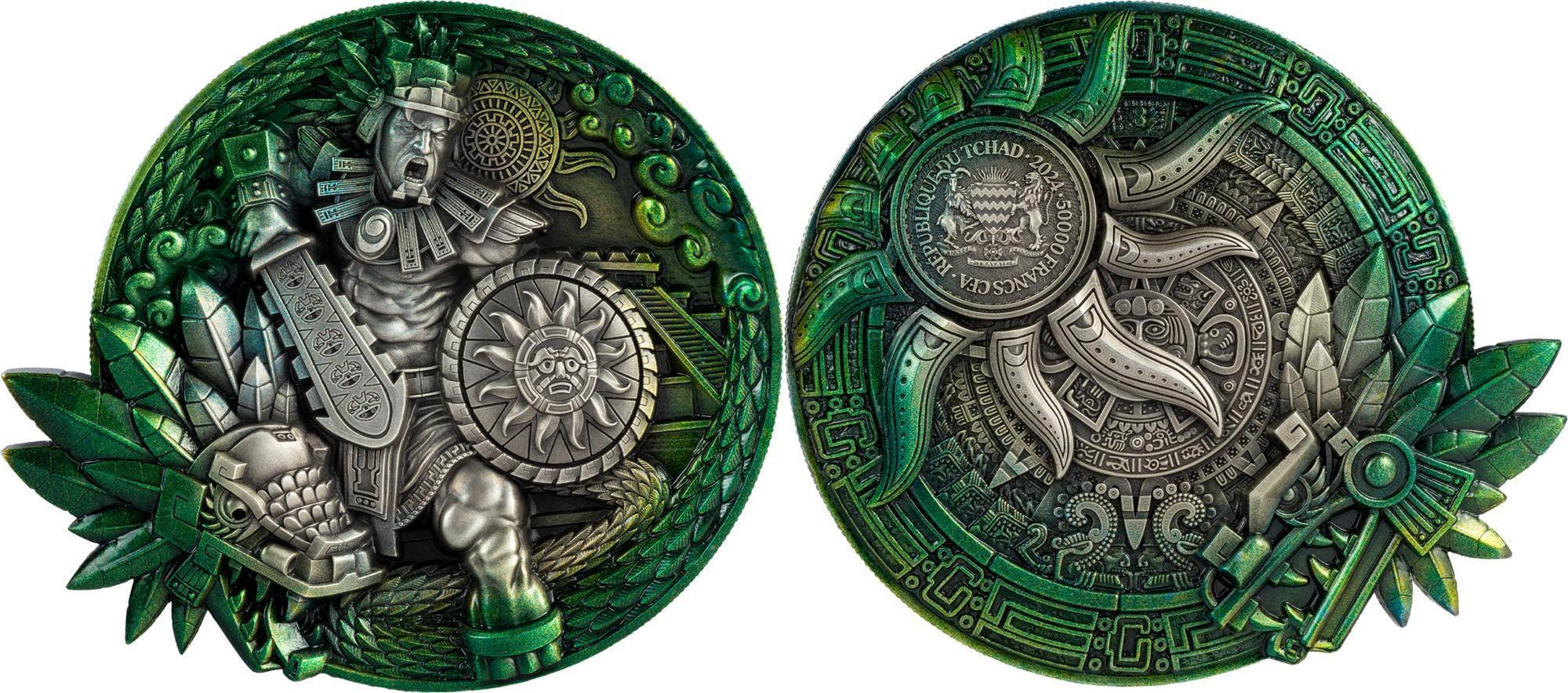 QUETZALCOATL 10 Oz Silver Coin 50000 Francs Chad 2024 Antique Finish |  MA-Shops