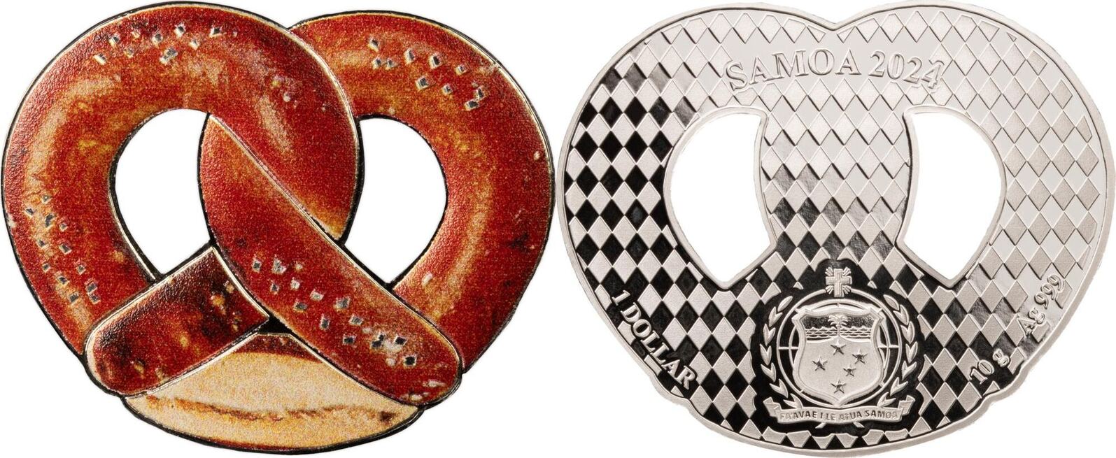 1 Dollar PRETZEL Silver Coin 1$ Tala Samoa 2024 Prooflike | MA-Shops
